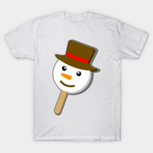 christmas snowmen bubble gum eye ice cream on blue T-Shirt